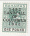 Bahamas - King George VI with 1492 LANDFALL OF COLUMBUS 1942 o/p £1 1942(M)