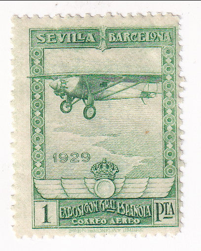 Spain - Air. Seville and Barcelona Exhibitions 1p 1929(M)