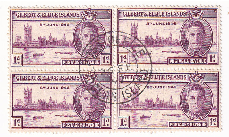 Gilbert & Ellice Islands - Victory 1d block 1946
