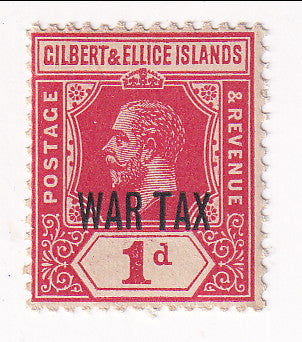 Gilbert and Ellice Islands - King George V 1d with WAR TAX o/p 1918(M)