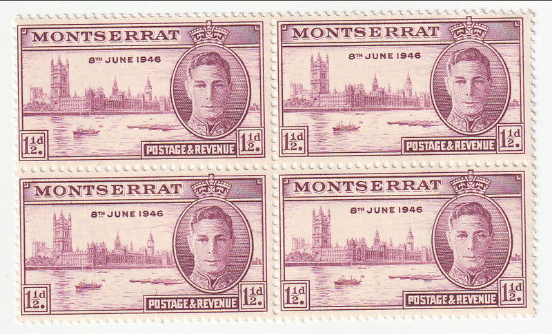 Montserrat - Victory 1½d block 1946(M)