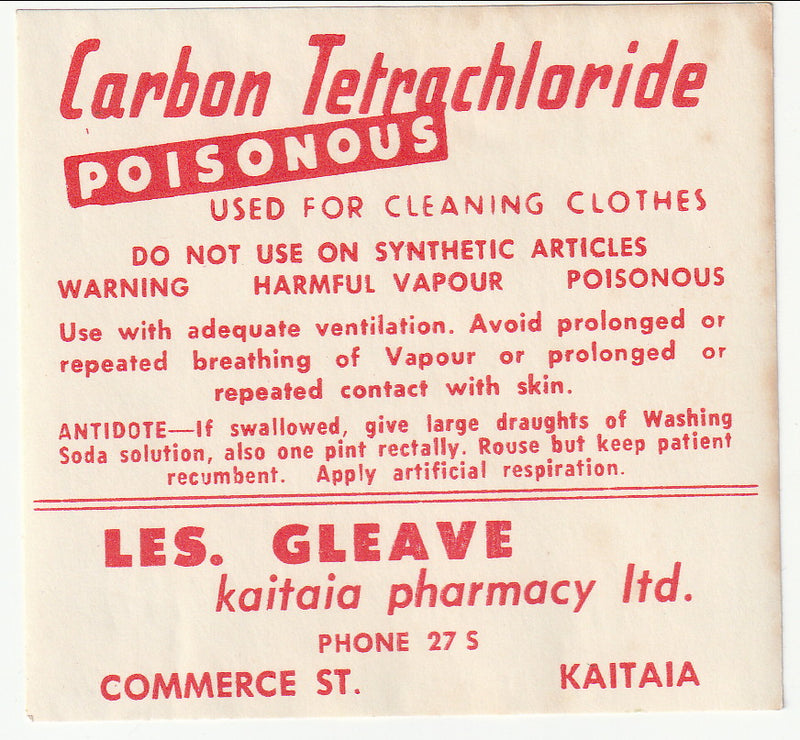 Chemists Labels - Carbon Tetrachloride(M)