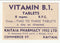 Chemists Labels - Vitamin B.1. Tablets(M)