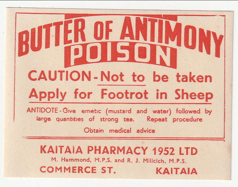 Chemists Labels - Butter of Antimony(M)