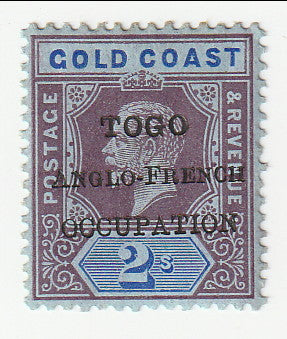 Togo - King George V 2/- with TOGO ANGLO-FRENCH OCCUPATION o/p 1915(M)