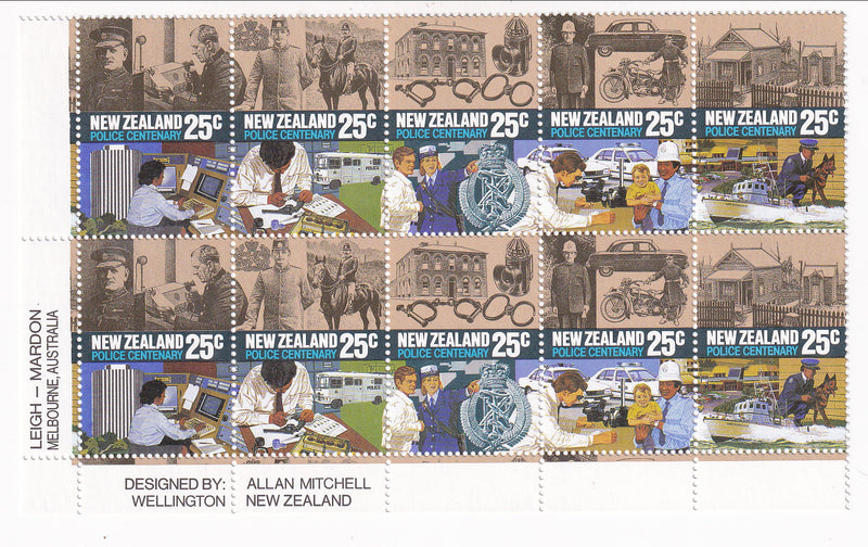 New Zealand - Imprint block, Police Centenary .25c 1986(M)