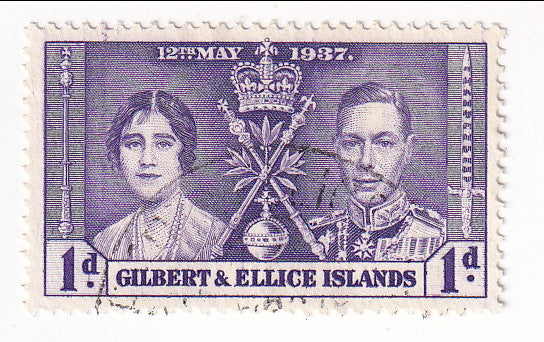 Gilbert and Ellice Islands - Coronation 1d 1937