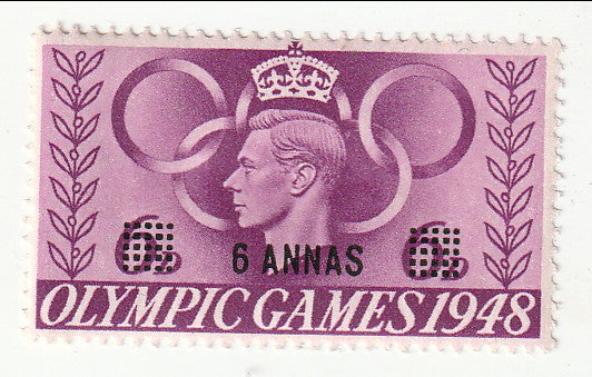 British Postal Agencies in Eastern Arabia - Olympic Games 6d with 6 ANNAS o/p 1948(M)