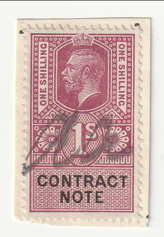 Great Britain - Revenue, Contract Note 1/- 1917