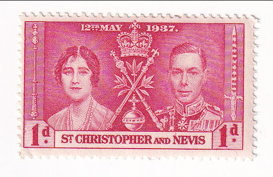 St Christopher & Nevis -  Coronation 1d 1937(M)