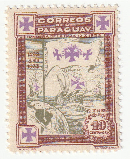 Paraguay - 441st Anniversary of Departure of Columbus from Palos 10c 1933(M)