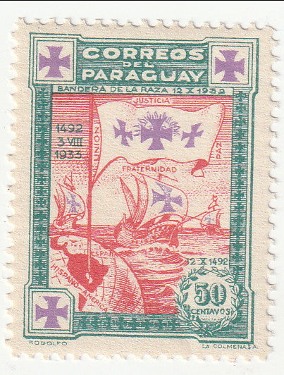 Paraguay - 441st Anniversary of Departure of Columbus from Palos 50c 1933(M)