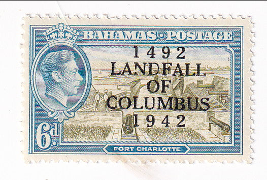 Bahamas - 450th Anniversary of Landing of Columbus in New Word 6d with o/p 1942(M)