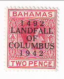 Bahamas - 450th Anniversary of Landing of Columbus in New Word 2d with o/p 1942(M)