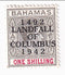 Bahamas - 450th Anniversary of Landing of Columbus in New Word 1/- with o/p 1942(M)