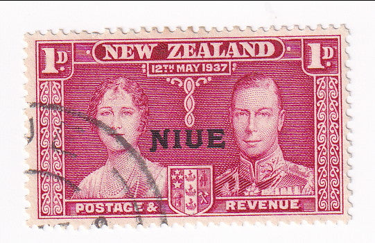 Niue - Coronation 1d with NIUE o/p 1937