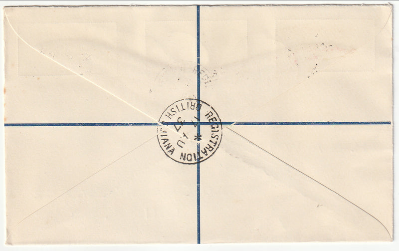 British Guiana - Registered cover to England 1937