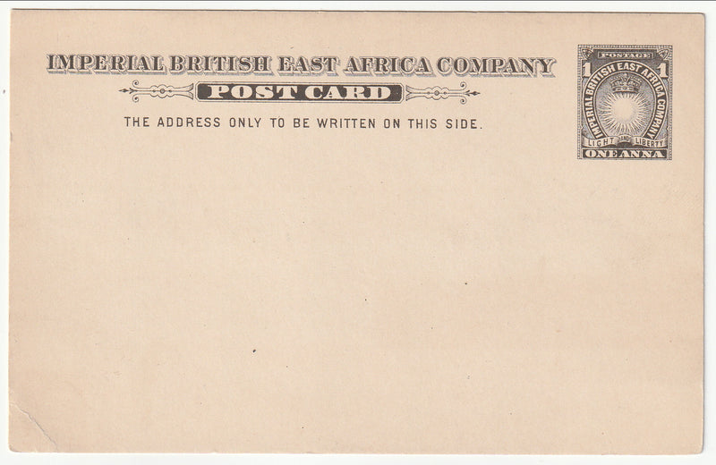 British East Africa Company - 1a prepaid postcard 1890-95