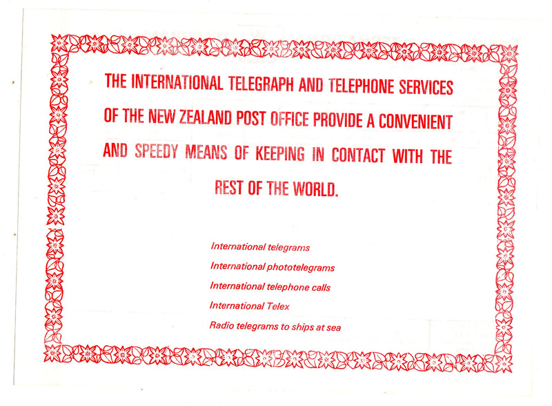 New Zealand - International Telegram Form 1978