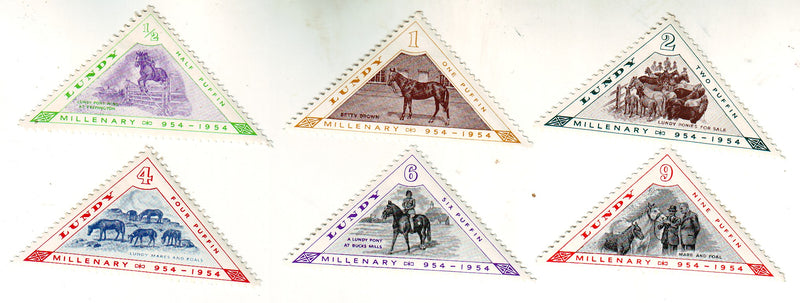 Lundy - Horses, Millenary set of 6 1954 (Triangles)