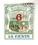 Mauritius - Arms of Mauritius 18c with 6 CENTS o/p 1899(M)