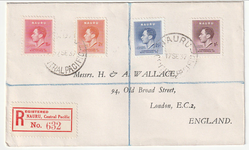 Nauru - Cover, registered to England 1937