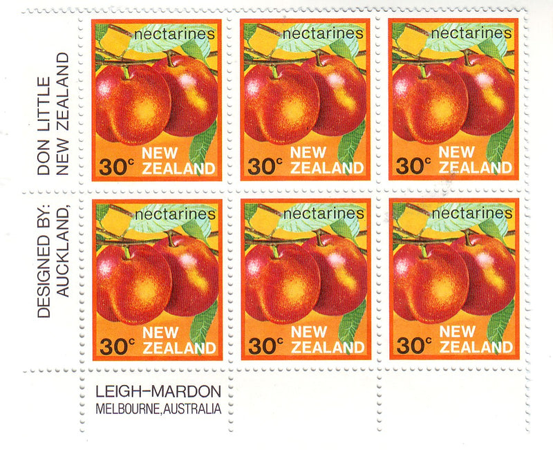 New Zealand - Imprint block, New Zealand Fruits 30c 1983