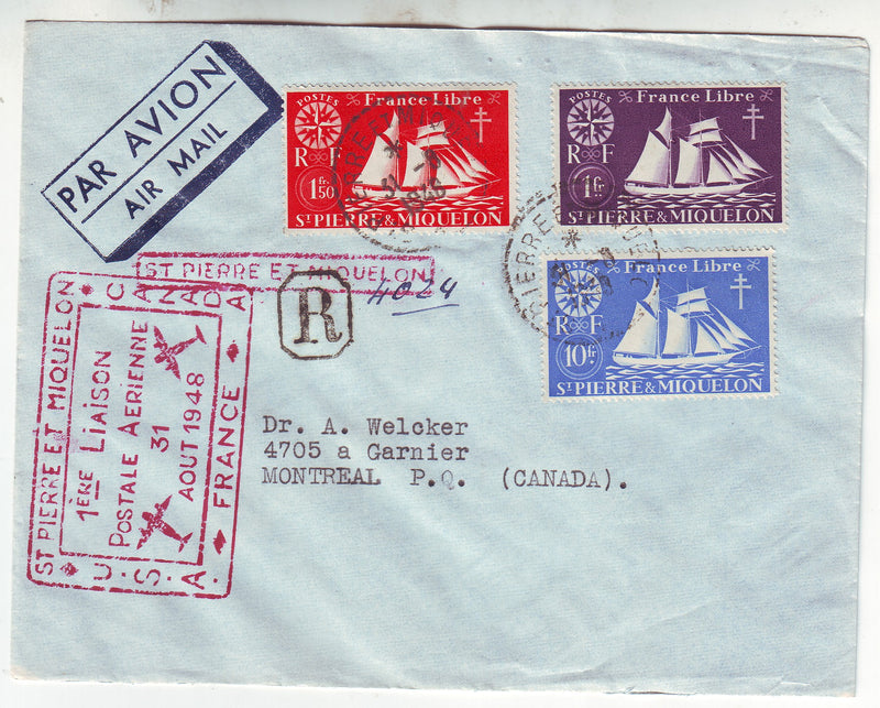 St.-Pierre et Miquelon - Aviation Cover, 1st Flight to Canada (2)