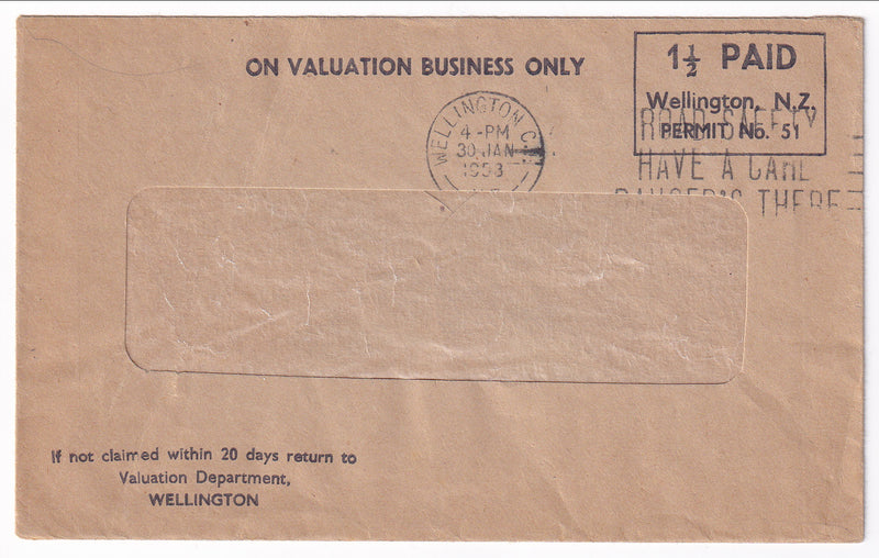 New Zealand - Valuation Department envelope 1953