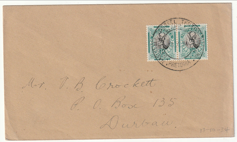 South Africa - Cover/postmark, National Stamp Exhibition 1934
