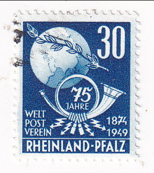 French Zone-Rhineland-Palatinate - 75th Anniversary of Universal Postal Union 30pf 1949