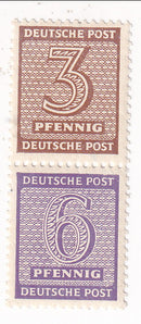 Russian Zone West Saxony - Numerals 3pf & 6pf joined pair 1945(M)