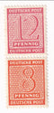 Russian Zone West Saxony - Numerals 12pf & 8pf joined pair 1945(M)