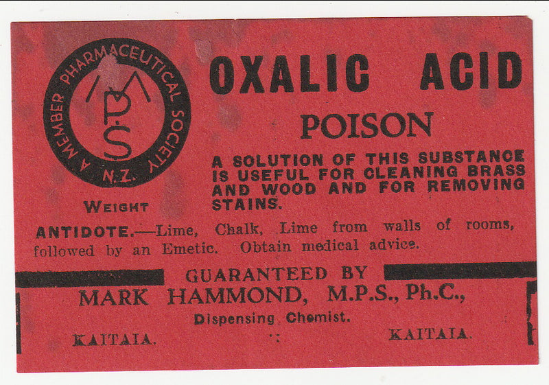 Chemists Labels - Oxalic Acid(M)
