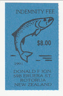 New Zealand - Indemnity Fee label $8 1991(M)