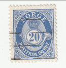 Norway - Numeral in Posthorn 20ore 1893