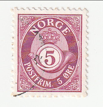 Norway - Numeral in Posthorn 5ore 1893