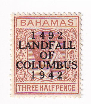 Bahamas - 450th Anniversary of Landing of Columbus in New Word 1½d with o/p 1942(M)