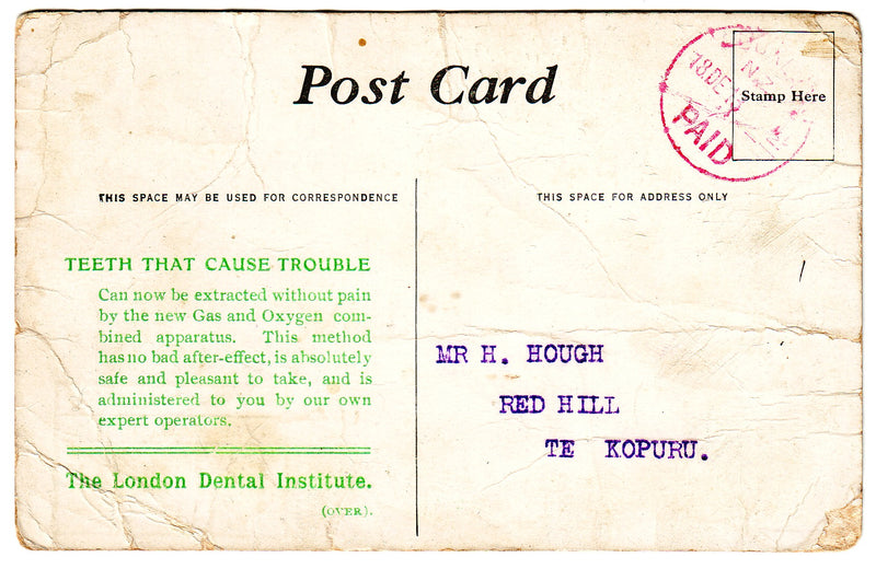 Postcard - The London Dental Institute, Auckland (Dec) 1913