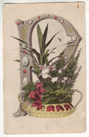 Postcard - Ornate P and flowers