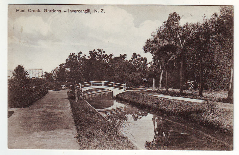 Postcard - Puni Creek, Gardens, Invercargill