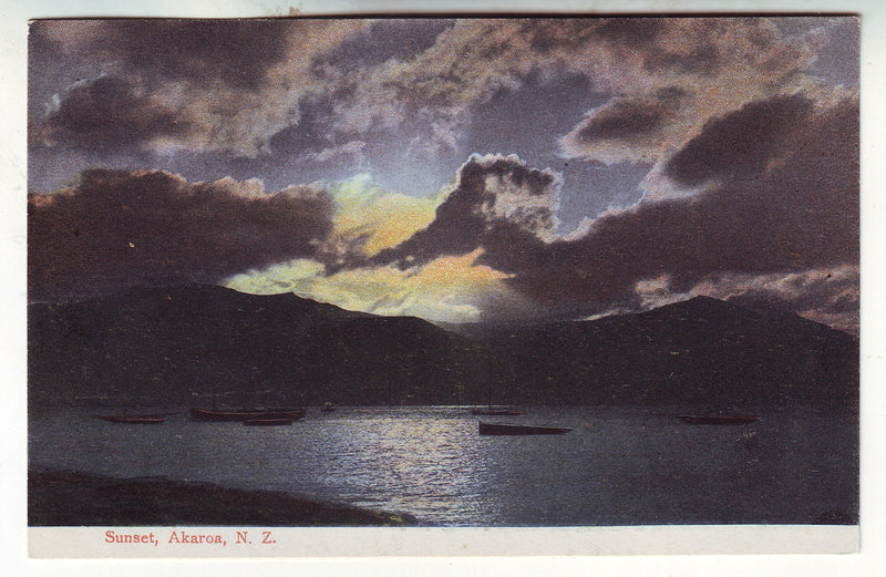 Postcard - Sunset Akaroa